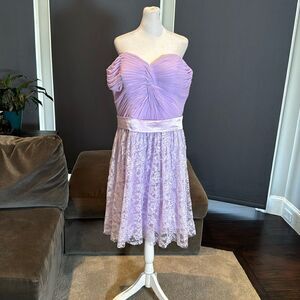 Women’s Short Purple Chiffon & Lace Prom Party Homecoming Dress Corset Size 18
